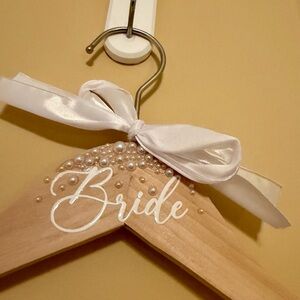 BNIP Embelishedo Bride Wooden Hanger with White Ribbon